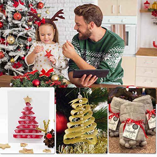 Cinta Navidad,4 Estilos Cinta de Navidad de Tela para Envolver Regalos,Total 55m Cintas de Grogrén Navideñas con Patrón de Copo de Nieve/árbol Rojo Verde Dorado