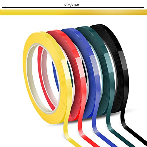 Cinta para Pizarra, Cinta Para Gráficos, Autoadhesiva, 5 mm x 50 m por Rollo, Paquete 5 Rollos (5 Colores) Cinta para Pizarra, Cinta Para Gráficos, Autoadhesiva, 5 mm x 50 m por Rollo, Paquete 5 Rollos (5 Colores)
