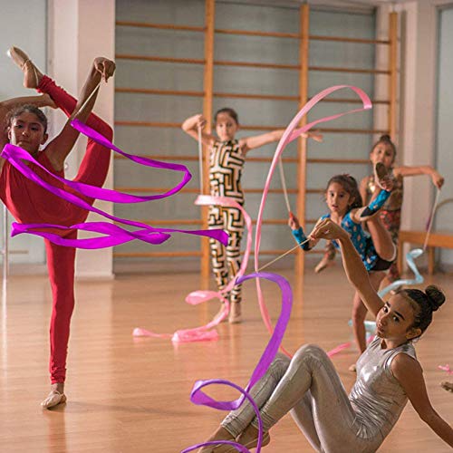Cintas de Baile Cinta, 6 Piezas 2 Metros Cintas de Danza Gimnasias Rítmicas Streamers Cintas de Baile con Palos Twirling,para Niños Baile Artístico Gimnasia Entrenamiento Actividades Divertidas