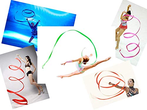 Cintas de Baile,10 Pack Gimnasia Rítmica 2M Varitas de Cinta para Niños Bailes Artísticos Baton Twirling (10 Colores)