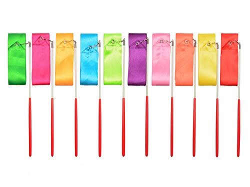 Cintas de Baile,10 Pack Gimnasia Rítmica 2M Varitas de Cinta para Niños Bailes Artísticos Baton Twirling (10 Colores) Cintas de Baile,10 Pack Gimnasia Rítmica 2M Varitas de Cinta para Niños Bailes Artísticos Baton Twirling (10 Colores)