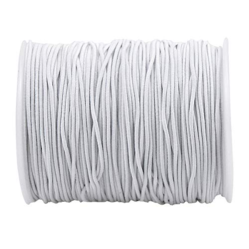 Cintas Elásticas 1mm x 100m Cuerda Elastica Costura Goma Elastica Redonda,Cordón Elástico Costura Hilo Elástico para Costura, Manualidades, DIY,Pulsera, Collar, Abalorios Blanco