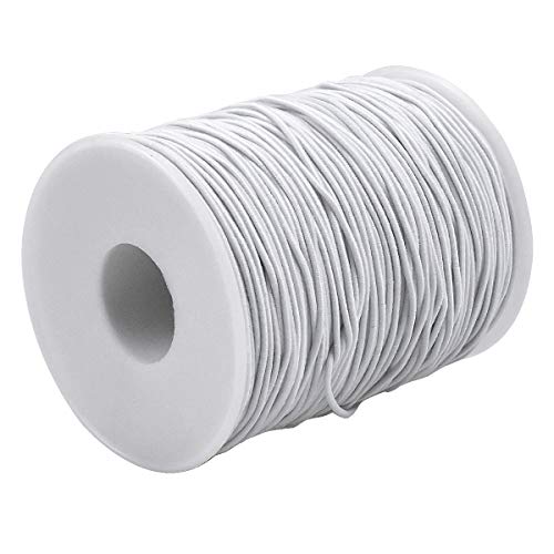 Cintas Elásticas 1mm x 100m Cuerda Elastica Costura Goma Elastica Redonda,Cordón Elástico Costura Hilo Elástico para Costura, Manualidades, DIY,Pulsera, Collar, Abalorios Blanco