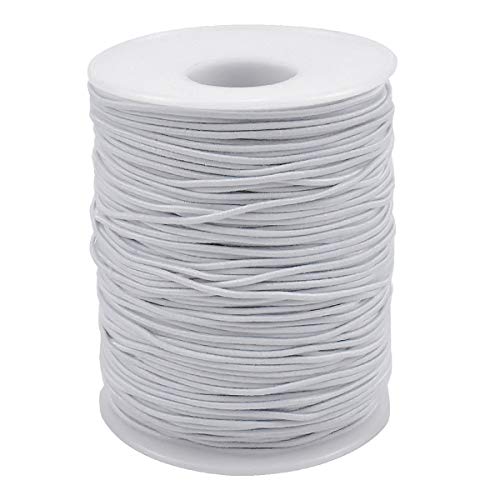 Cintas Elásticas 1mm x 100m Cuerda Elastica Costura Goma Elastica Redonda,Cordón Elástico Costura Hilo Elástico para Costura, Manualidades, DIY,Pulsera, Collar, Abalorios Blanco