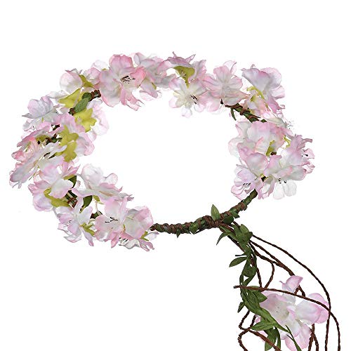 Cintas para el pelo Fiesta festiva Fotografía de boda Fotografía Decoración Niñas de las mujeres Faux Cereza Flor Corona Diadema Novia o Bridemaid Árbol ajustable Hoja de ratán Floral Cabello Corona G