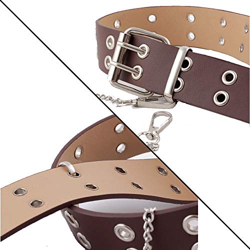 Cinturón de Doble Ojal, 2 Piezas Hueco Remaches Cinturón De Doble Diente Hebilla del Cinturón, Cinturón de PU Punk Hip Hop Rock, Cinturón Vaquero para Mujeres y Hombres, Cadena de Metal Extraíble Cinturón de Doble Ojal, 2 Piezas Hueco Remaches Cinturón De Doble Diente Hebilla del Cinturón, Cinturón de PU Punk Hip Hop Rock, Cinturón Vaquero para Mujeres y Hombres, Cadena de Metal Extraíble