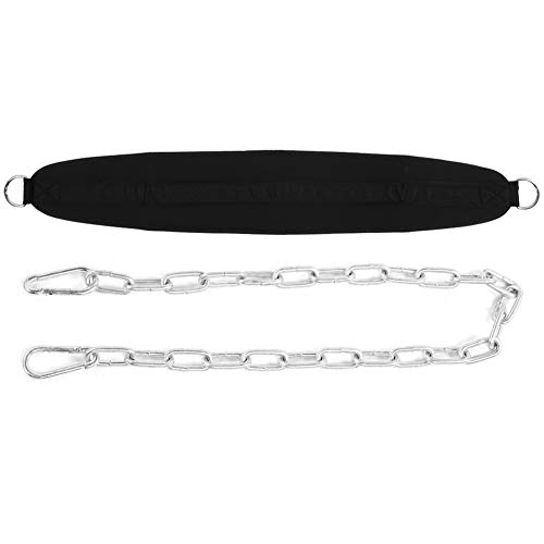 【 Cinturón de elevación con cadena de tracción, respaldo suave, equipo comercial de fitness odybuilding con cadena, cinturón con cadena, para pesas rusas para deportistas de barras (negro) 【 Cinturón de elevación con cadena de tracción, respaldo suave, equipo comercial de fitness odybuilding con cadena, cinturón con cadena, para pesas rusas para deportistas de barras (negro)