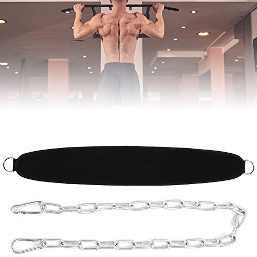 【 Cinturón de elevación con cadena de tracción, respaldo suave, equipo comercial de fitness odybuilding con cadena, cinturón con cadena, para pesas rusas para deportistas de barras (negro) 【 Cinturón de elevación con cadena de tracción, respaldo suave, equipo comercial de fitness odybuilding con cadena, cinturón con cadena, para pesas rusas para deportistas de barras (negro)