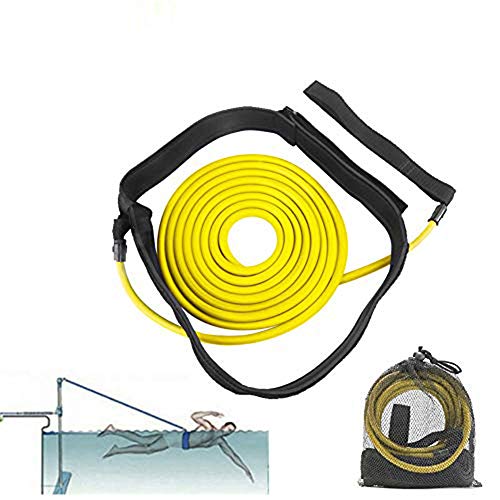 Cinturón de Entrenamiento, Equipo de natación Cuerda Elástica Conjunto de Cinturón de Natación Equipo de Fuerza de Resistencia de Natación para Adultos y Niños (3M Amarillo)