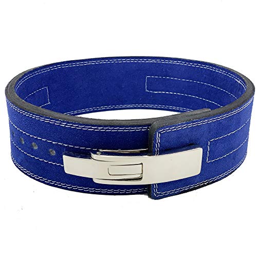 Cinturón de levantamiento de peso de cuero de vacuno de 2Fit, fitness, ejercicio, culturismo, levantamiento de peso, cinturón para espalda resistente, hombre, mujer, unisex, azul, Large Cinturón de levantamiento de peso de cuero de vacuno de 2Fit, fitness, ejercicio, culturismo, levantamiento de peso, cinturón para espalda resistente, hombre, mujer, unisex, azul, Large