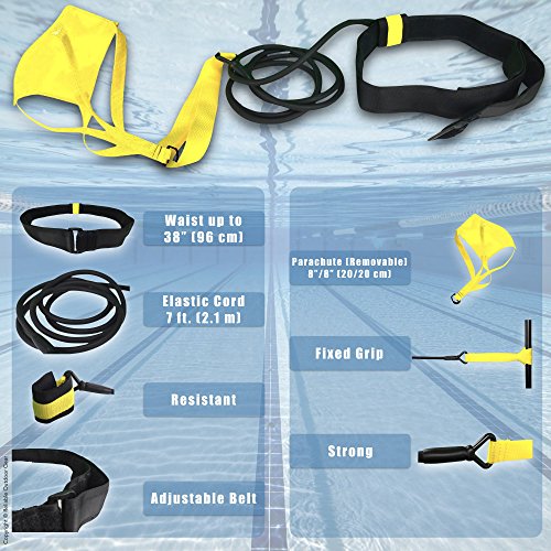 Cinturón de natación, ideal para la resistencia estacionaria y el arrastre con paracaídas, pueden usarlo adultos y niños, para aficionados - 725873840286, 7 feet, Amarillo