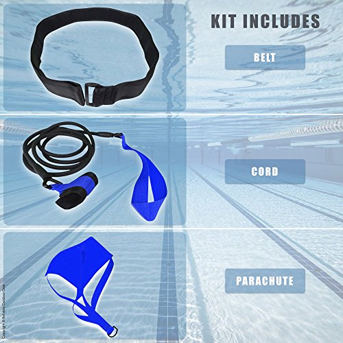 Cinturón de natación, ideal para la resistencia estacionaria y el arrastre con paracaídas, pueden usarlo adultos y niños, para aficionados - 725873840293, 7 feet, Azul