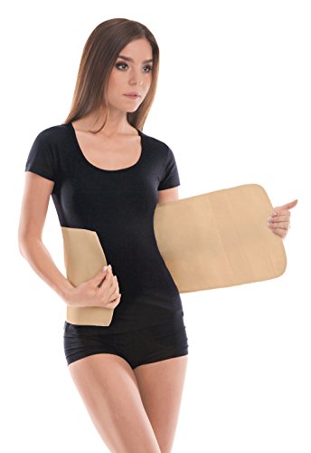 Cinturón elástico postoperatorio abdominal 24cm / Faja postparto y postoperatorio/Apoyo de los músculos abdominales y lumbosacro/Unisex/Medium Beige