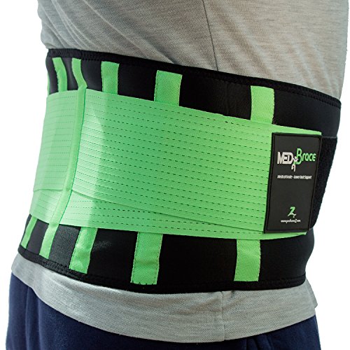 Cinturón Lumbar Médico Ortopédico para Prevenir Lesiones al hacer Deporte o Aliviar el Dolor y la Molestia de la Ciática, la Hernia de Disco, Mejora la Postura de la Espalda- Verde M 72-89cm