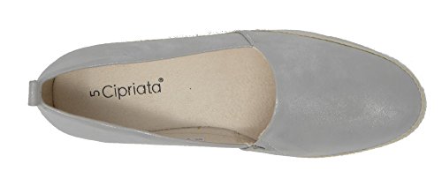 Cipriata Mocasines de Material Sintético para Mujer, Color Plateado, Talla 37 Cipriata Mocasines de Material Sintético para Mujer, Color Plateado, Talla 37