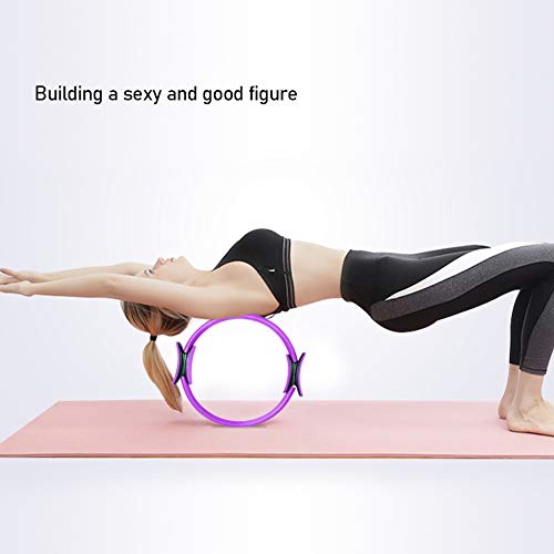 Círculos de Yoga- Anillo de Pilates de 15 Pulgadas para Equipos de Ejercicio para Mujeres Anillo de Doble asa de Pilates，Color:morado