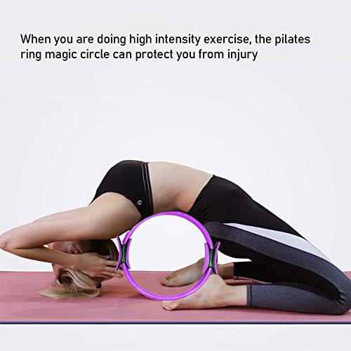 Círculos de Yoga- Anillo de Pilates de 15 Pulgadas para Equipos de Ejercicio para Mujeres Anillo de Doble asa de Pilates，Color:morado