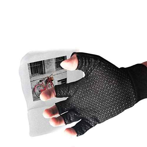 City Street Landscape Black Gloves Fingerless Anti Slip Shock Gloves Fingerless Women Absorbing Padded Breathable Workout Gloves Split Finger Fingerless Gloves For Women&Men