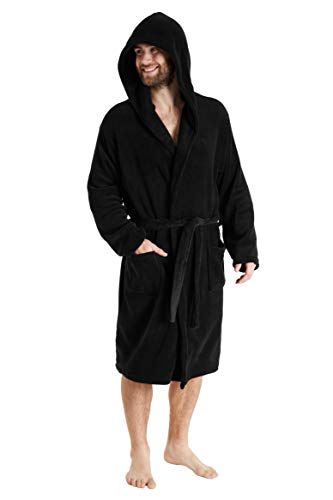 CityComfort Albornoz de Lujo para Hombre súper Suave para Hombre (L, Negro con Capucha) CityComfort Albornoz de Lujo para Hombre súper Suave para Hombre (L, Negro con Capucha)