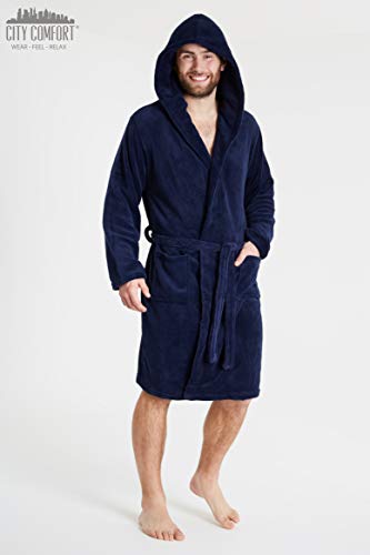 CityComfort Albornoz de Lujo para Hombre súper Suave para Hombre (M, Azul Marino con Capucha) CityComfort Albornoz de Lujo para Hombre súper Suave para Hombre (M, Azul Marino con Capucha)