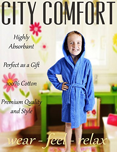 CityComfort albornoz, para niños 100% algodón, 7-13 años (9-10 años, azul real)