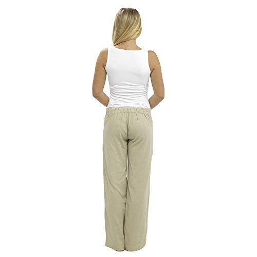 CityComfort Ladies Lino Pantalones Casual Holiday Elasticated Waist Womens Summer Pantalones Pantalones Cortos recortados con Bolsillos (24, Piedra de Cuerpo Entero)