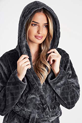 CityComfort Vestido de Lujo de Las señoras Traje súper Suave con Forro de Piel Albornoz Felpa Albornoz para Mujeres (S, Gris carbón) CityComfort Vestido de Lujo de Las señoras Traje súper Suave con Forro de Piel Albornoz Felpa Albornoz para Mujeres (S, Gris carbón)