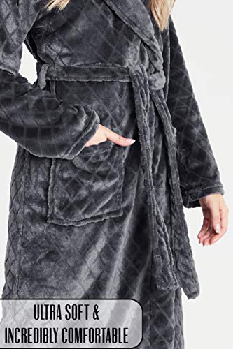 CityComfort Vestido de Lujo de Las señoras Traje súper Suave con Forro de Piel Albornoz Felpa Albornoz para Mujeres (S, Gris carbón) CityComfort Vestido de Lujo de Las señoras Traje súper Suave con Forro de Piel Albornoz Felpa Albornoz para Mujeres (S, Gris carbón)