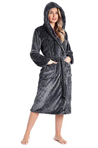 CityComfort Vestido de Lujo de Las señoras Traje súper Suave con Forro de Piel Albornoz Felpa Albornoz para Mujeres (S, Gris carbón) CityComfort Vestido de Lujo de Las señoras Traje súper Suave con Forro de Piel Albornoz Felpa Albornoz para Mujeres (S, Gris carbón)