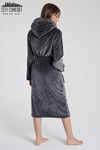 CityComfort Vestido de Lujo de Las señoras Traje súper Suave con Forro de Piel Albornoz Felpa Albornoz para Mujeres (S, Gris carbón) CityComfort Vestido de Lujo de Las señoras Traje súper Suave con Forro de Piel Albornoz Felpa Albornoz para Mujeres (S, Gris carbón)