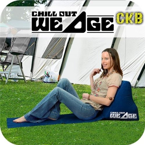 CKB LTD® Chill out Portable Travel Inflatable Lounger with Wedge Shape del Asiento Amortiguador Trasero Soporte Pillow Silla de Lumbar Camping y Festivales (Navy Blue)