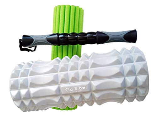 CLAIBOR Foam Roller. Rodillo Masaje Muscular. Kit 3 en 1 Espalda Piernas Pilates Yoga Crossfit Masajeador Manual Celulitis