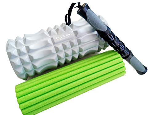 CLAIBOR Foam Roller. Rodillo Masaje Muscular. Kit 3 en 1 Espalda Piernas Pilates Yoga Crossfit Masajeador Manual Celulitis