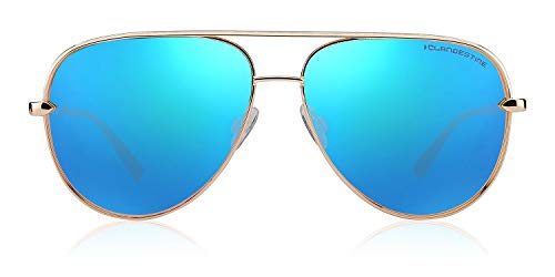 CLANDESTINE Panorama Gold Light Blue by HYPE - Gafas de Sol Nylon HD Hombre & Mujer