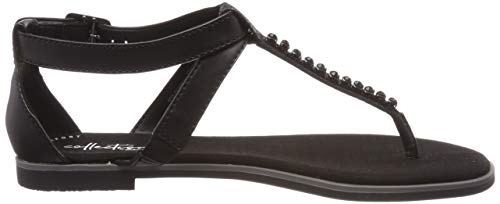 Clarks Bay Poppy, Sandalias con Tira Vertical Mujer, Negro (Black Interest-), 38 EU