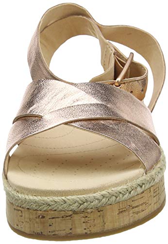 Clarks Botanic Poppy, Sandalia con Pulsera para Mujer, Dorado (Rose Gold Lea Rose Gold Lea), 38 EU