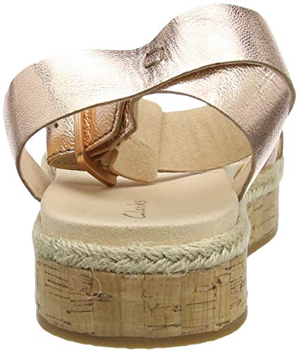 Clarks Botanic Poppy, Sandalia con Pulsera para Mujer, Dorado (Rose Gold Lea Rose Gold Lea), 38 EU