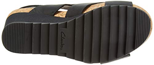 Clarks Flex Sand, Sandalias de Talón Abierto para Mujer, Negro (Black Leather Black Leather), 37 EU