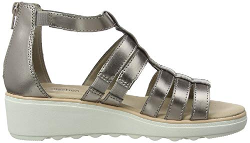 Clarks Jillian Nina, Sandalia con Pulsera para Mujer, Plateado (Pewter Metallic Pewter Metallic), 41 EU