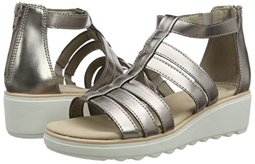 Clarks Jillian Nina, Sandalia con Pulsera para Mujer, Plateado (Pewter Metallic Pewter Metallic), 41 EU