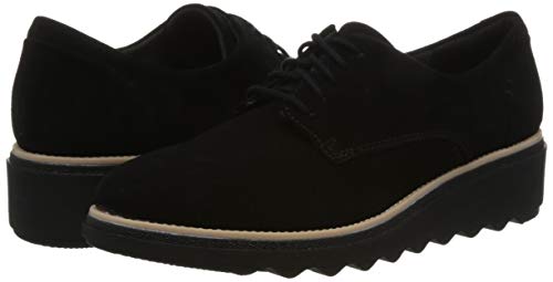 Clarks Sharon Noel, Zapatos de Cordones Derby Mujer, Negro (Black Nubuck), 39.5 EU