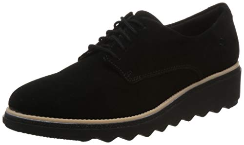 Clarks Sharon Noel, Zapatos de Cordones Derby Mujer, Negro (Black Nubuck), 39.5 EU