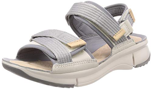 Clarks Tri Walk, Sandalias Mujer, Blanco (White Combi White Combi), 36 EU