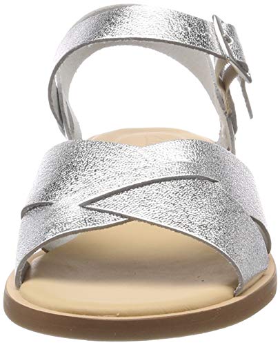 Clarks Willow Gild, Sandalias de Talón Abierto Mujer, Plateado (Silver Metallic-), 39 EU