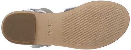 Clarks Willow Gild, Sandalias de Talón Abierto Mujer, Plateado (Silver Metallic-), 39 EU