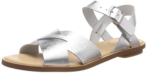 Clarks Willow Gild, Sandalias de Talón Abierto Mujer, Plateado (Silver Metallic-), 39 EU