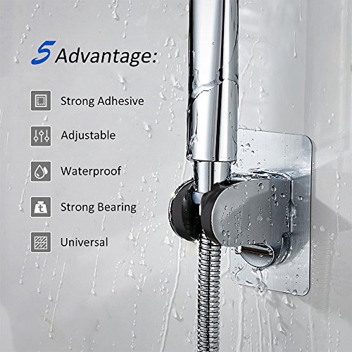 Clarmonde Universal ángulo ajustable soporte de cabezal de ducha para fácil alcance/ángulo perfecto, superior de succión impermeable soporte de pared para cuarto de baño, no requiere herramientas,1PCS