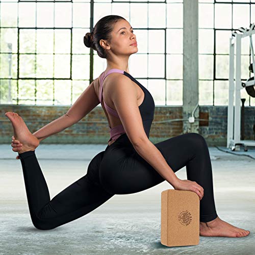 CLAY&BURNS® Bloque para Yoga de Corcho Natural | Ladrillo Yoga | 100% Hecho de Corcho Natural | Bloque para Yoga, Pilates y Entrenamiento | Bloque para Practicar Hatha Yoga y Meditación