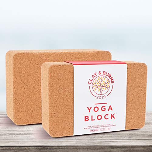 CLAY&BURNS® Bloque para Yoga de Corcho Natural | Ladrillo Yoga | 100% Hecho de Corcho Natural | Bloque para Yoga, Pilates y Entrenamiento | Bloque para Practicar Hatha Yoga y Meditación