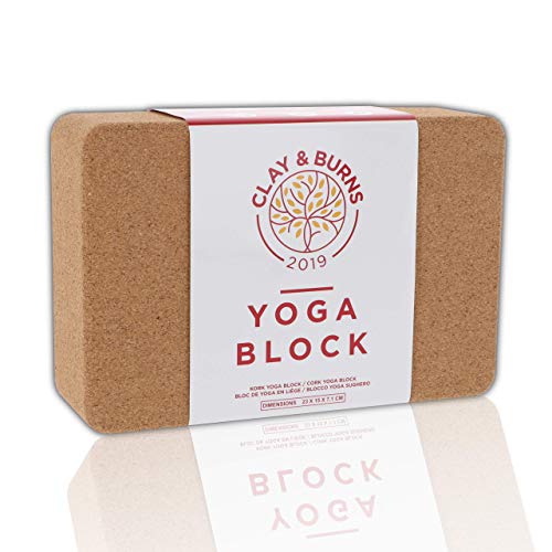 CLAY&BURNS® Bloque para Yoga de Corcho Natural | Ladrillo Yoga | 100% Hecho de Corcho Natural | Bloque para Yoga, Pilates y Entrenamiento | Bloque para Practicar Hatha Yoga y Meditación